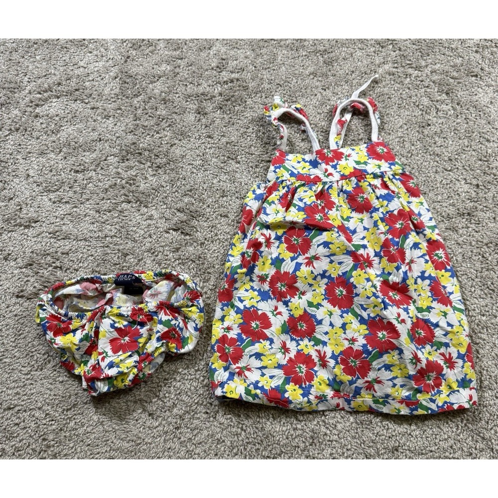 Chaps Baby‎ Girl Summer Spring Floral Dress 2 Piece Vacation Beach Tropical 18M